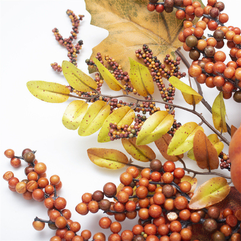 Mixed Pumpkin Maple Pinecone Faux Autumn Stems