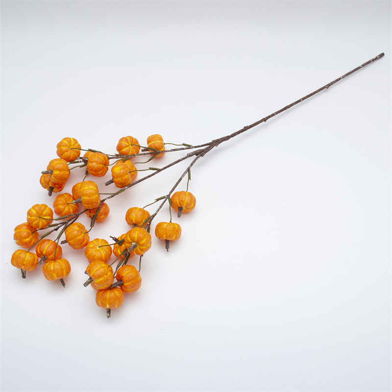 Golden Autumn Small Pumpkin Fake Berry Branch