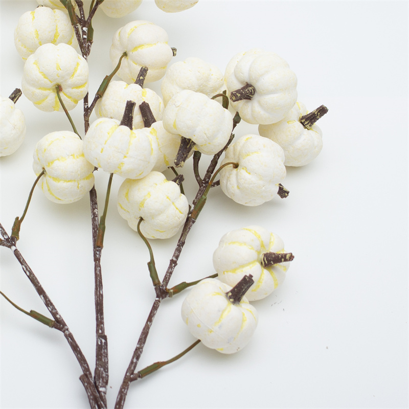 White Autumn Pumpkin Fake Berry Stem