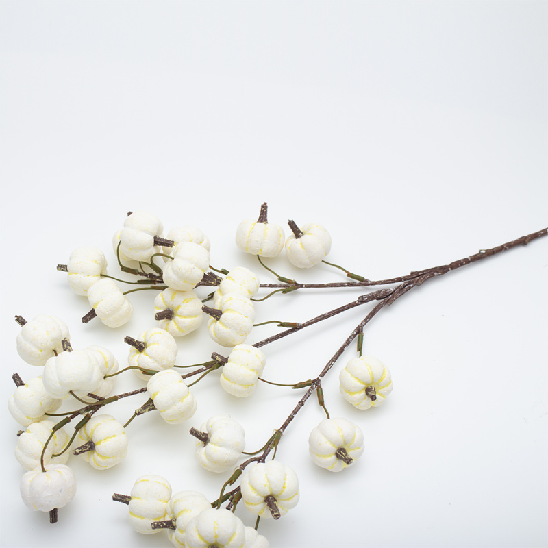 White Autumn Pumpkin Fake Berry Stem