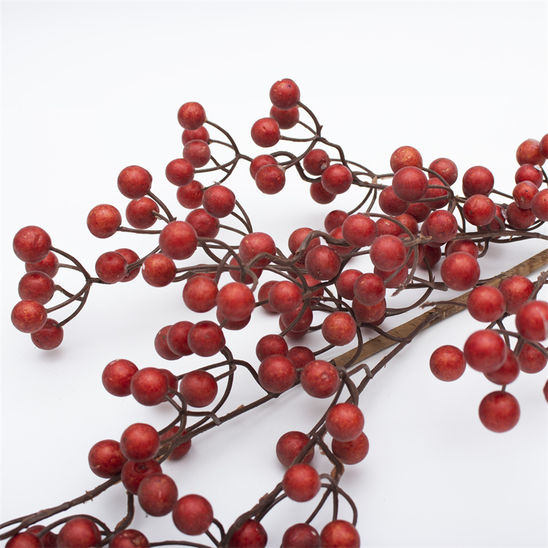 Red Foam Holly Berry Branch Artificial Stem