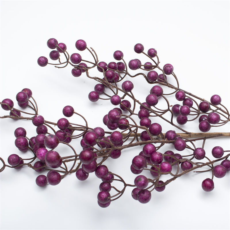 Purple Foam Faux Holly Berry Stem