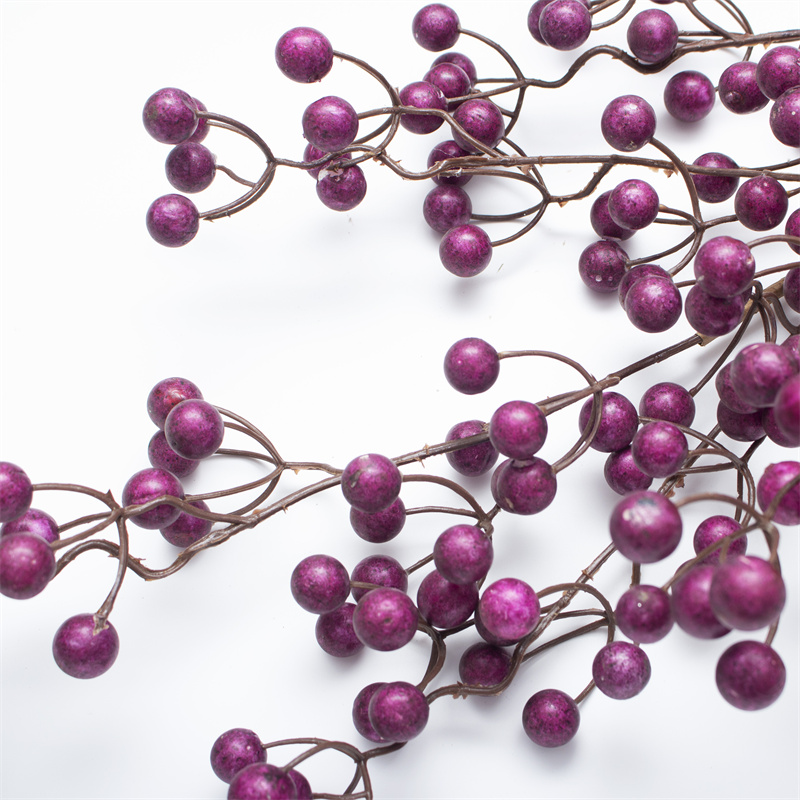 Purple Foam Faux Holly Berry Stem