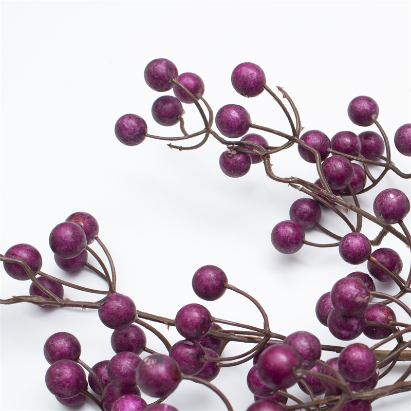 Purple Foam Faux Holly Berry Stem