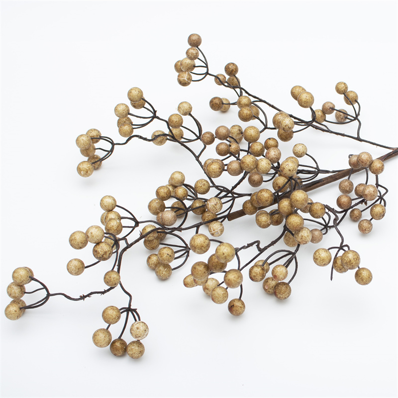 Light Yellow Artificial Ilex Berry Stem