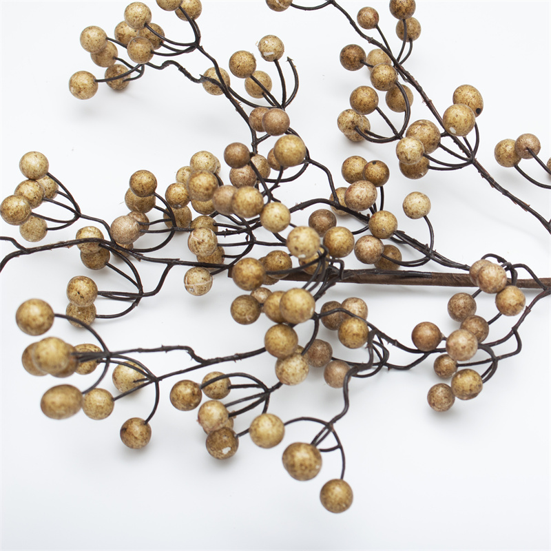 Light Yellow Artificial Ilex Berry Stem