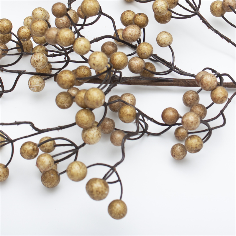 Light Yellow Artificial Ilex Berry Stem