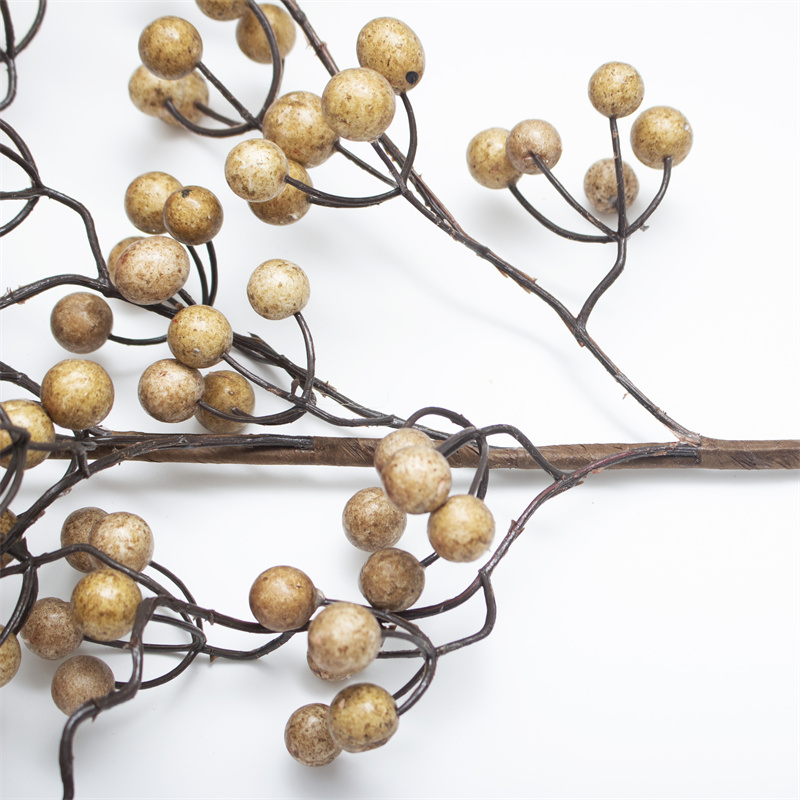 Light Yellow Artificial Ilex Berry Stem