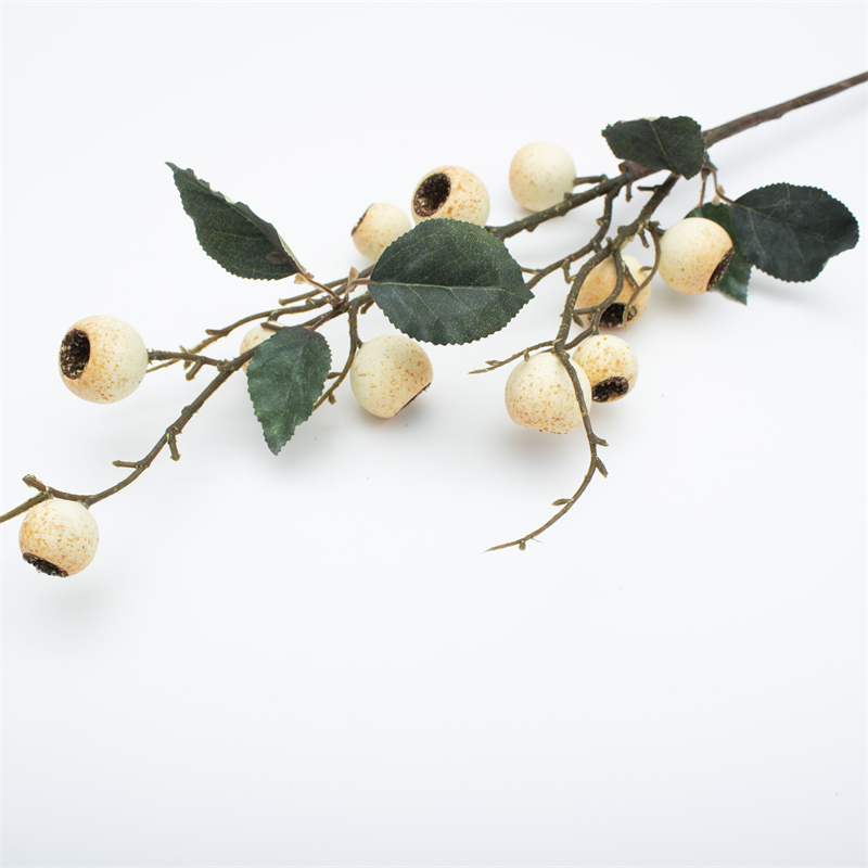 White Loquat Fruit Faux Berry Twig