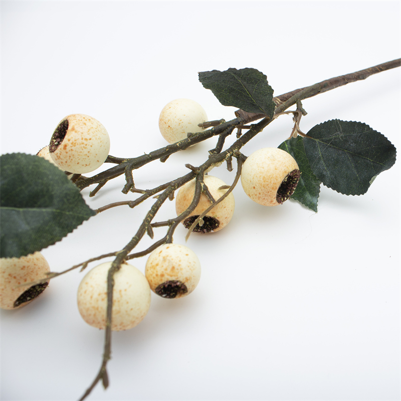 White Loquat Fruit Faux Berry Twig