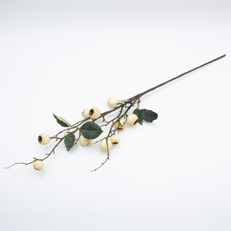 White Loquat Fruit Faux Berry Twig