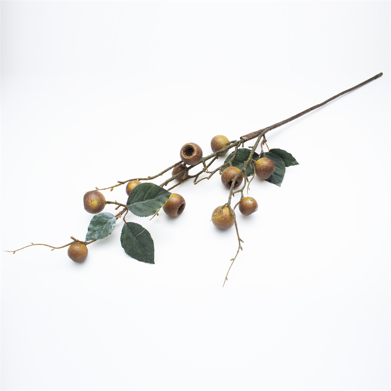 Brown Artificial Loquat Fruit Branch With Leaves