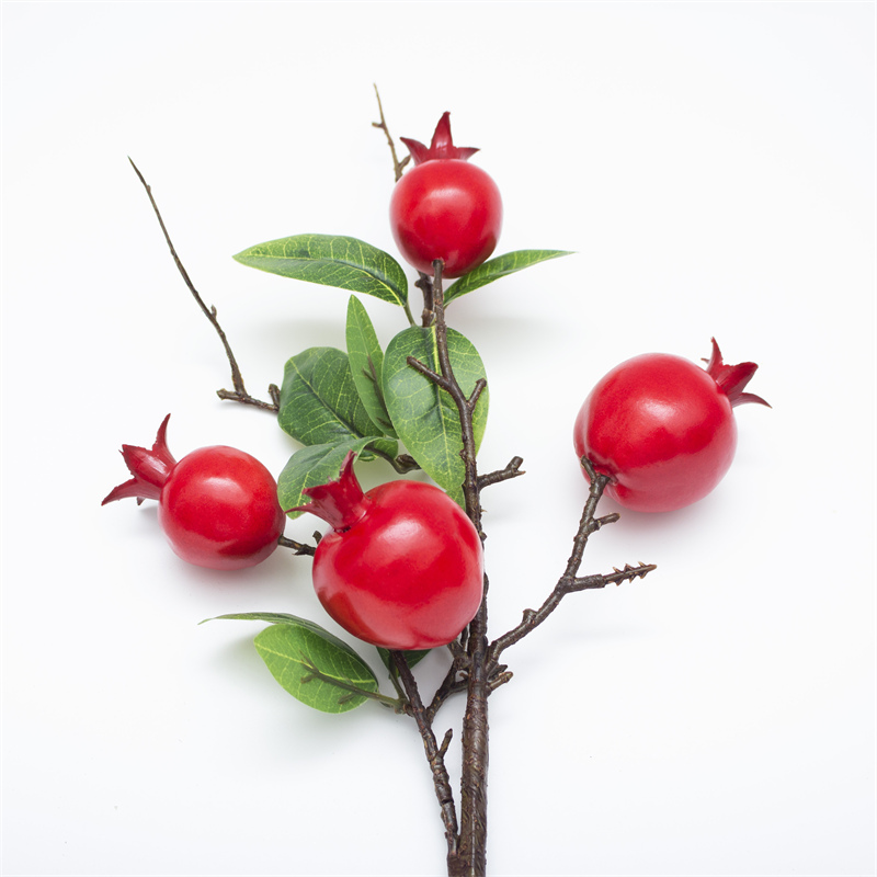 Tabletop Red Pomegranate Artificial Fruit Bush 56cm