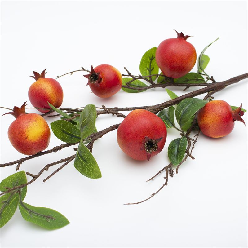 Red Pomegranate Artificial Plant Berry Branch 90cm