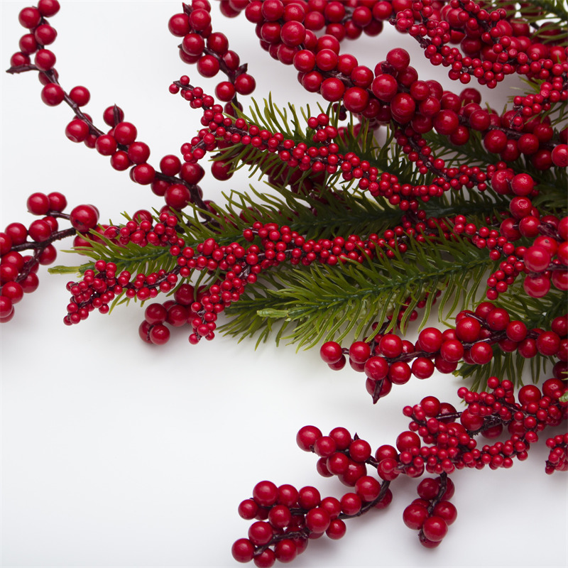 Christmas Pine Needle Branch With Red Berries