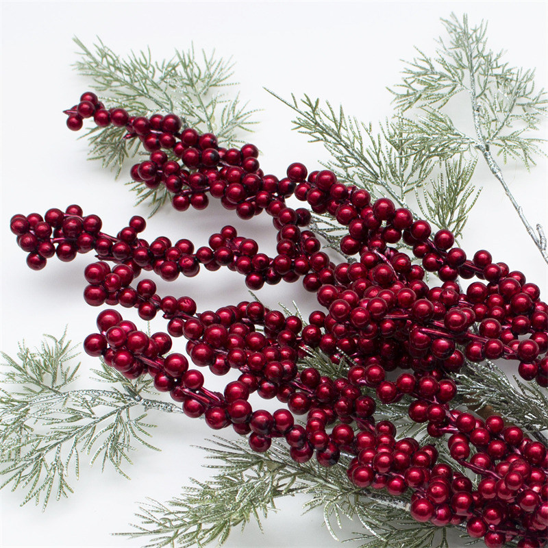 Red Christmas Berry Twig With Pine Needles