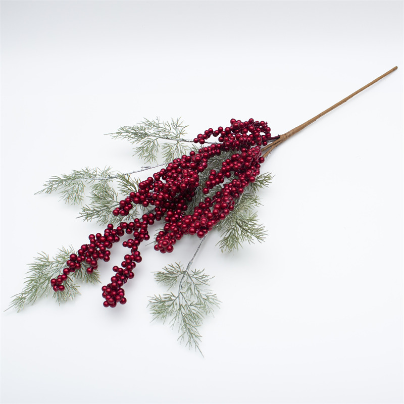 Red Christmas Berry Twig With Pine Needles