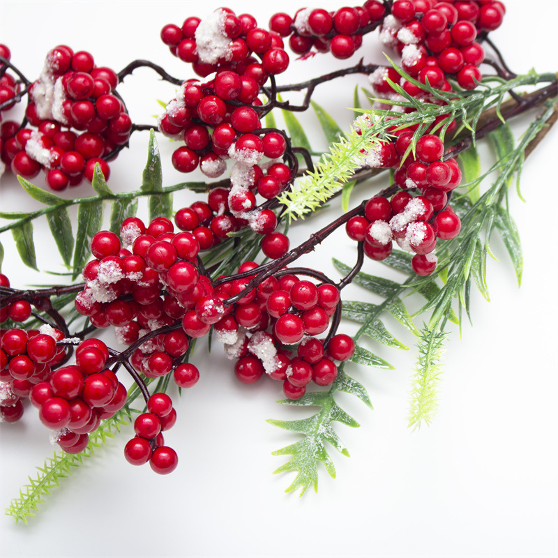 Snowflake Red Berry Eucalyptus Leaves Branch