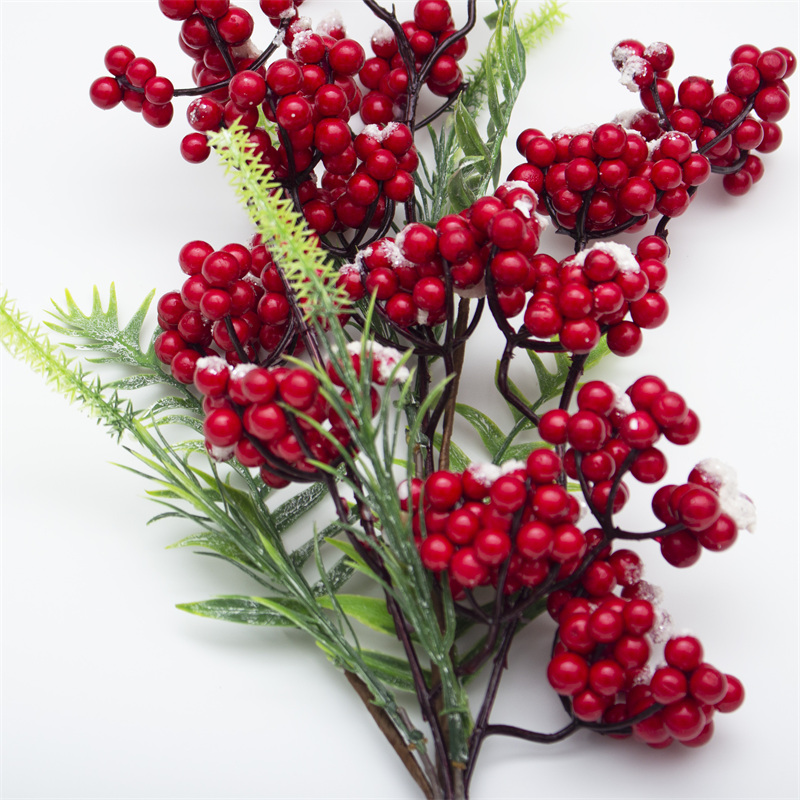 Snowflake Red Berry Eucalyptus Leaves Branch