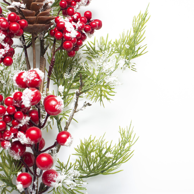 Snowflakes Red Berries Pine Tree Branch