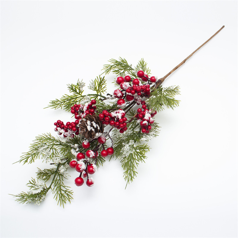 Snowflakes Red Berries Pine Tree Branch