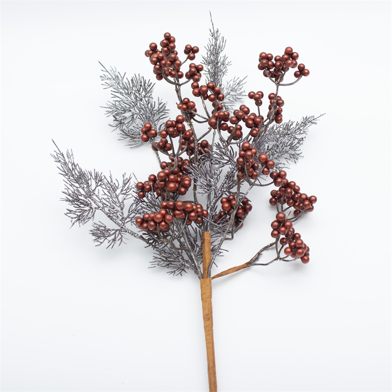 Sprayed Pine Needle Branch With Bronze Berries