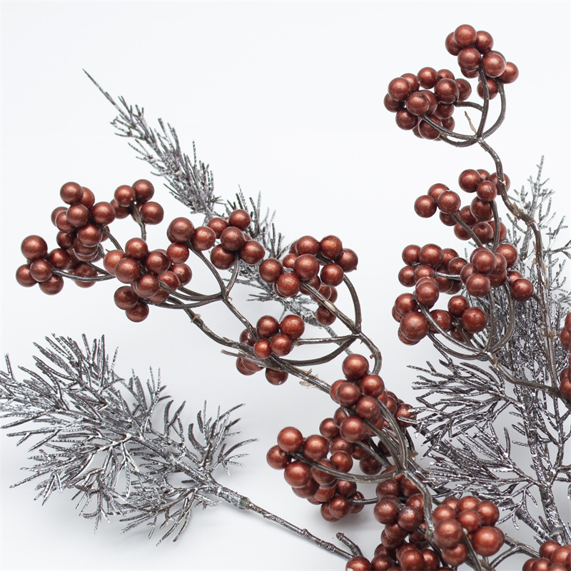 Sprayed Pine Needle Branch With Bronze Berries