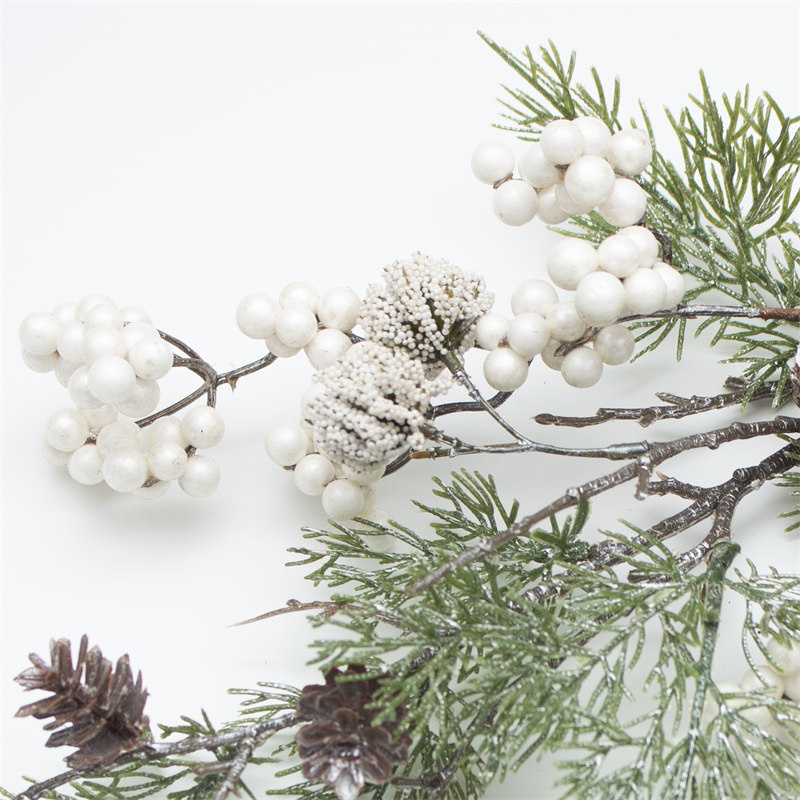 Artificial Pine Branch With Pine White Cones