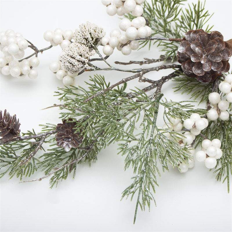 Artificial Pine Branch With Pine White Cones