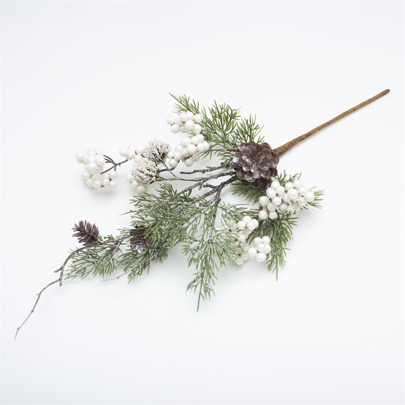 Artificial Pine Branch With Pine White Cones