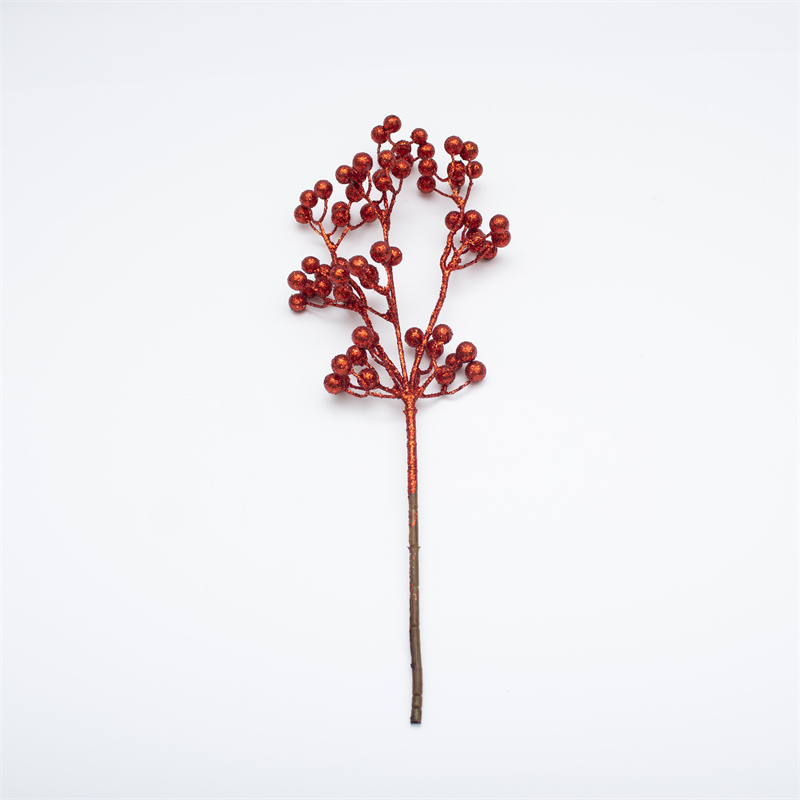 Red Tinsel Berry Artificial Christmas Stem