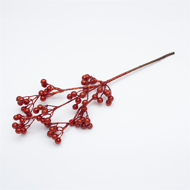 Red Tinsel Berry Artificial Christmas Stem