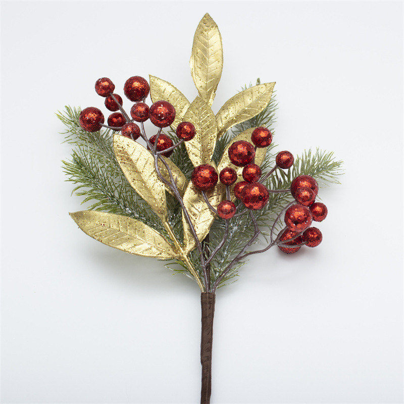 Christmas Branch With Shiny Gold Foil