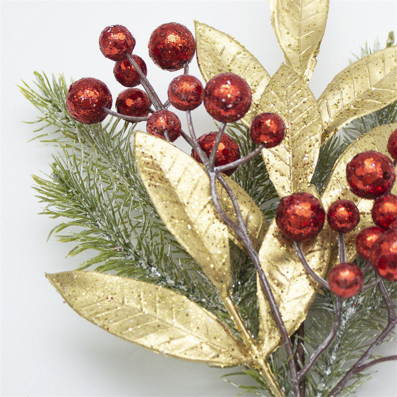 Christmas Branch With Shiny Gold Foil