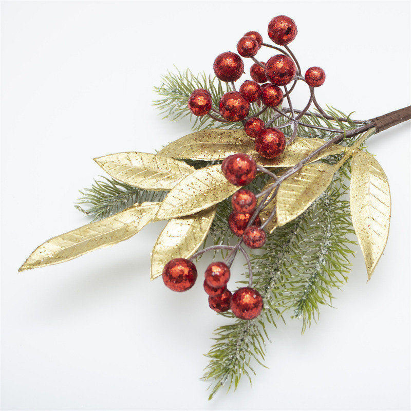 Christmas Branch With Shiny Gold Foil