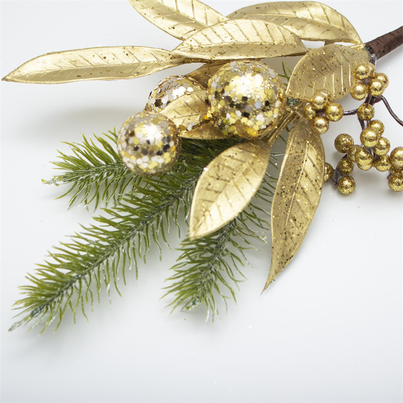 Mini Glittery Gold Berries Christmas Branch