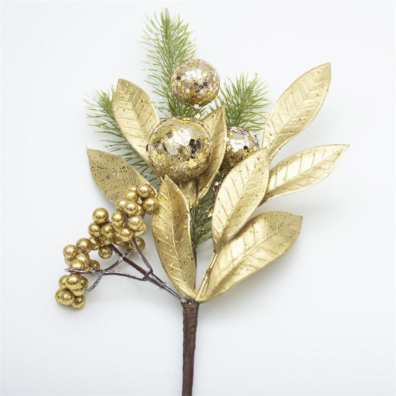 Mini Glittery Gold Berries Christmas Branch