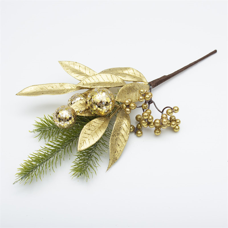 Mini Glittery Gold Berries Christmas Branch