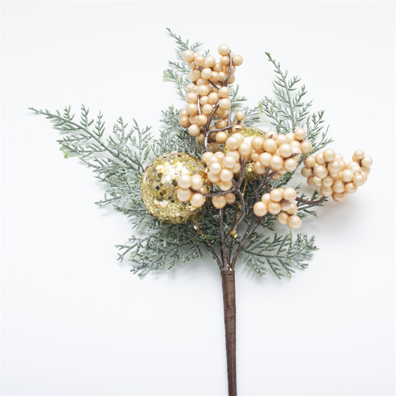 Pine Needles Christmas Branch With Tinsel Balls