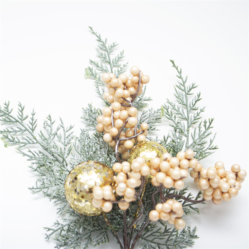 Pine Needles Christmas Branch With Tinsel Balls