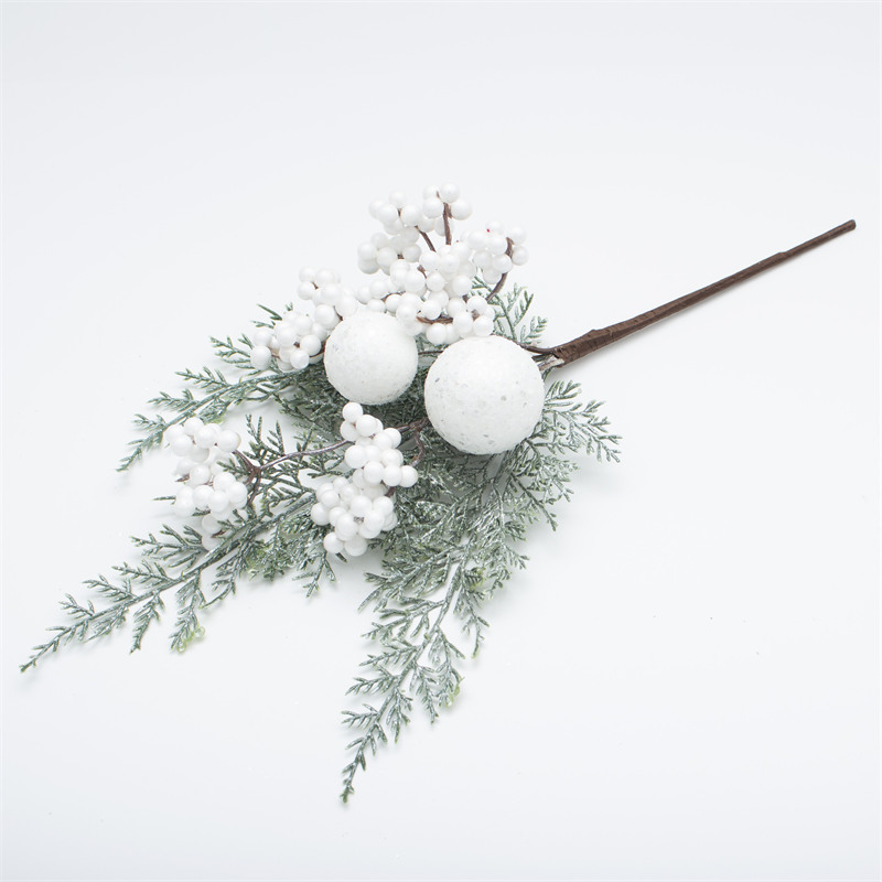 White Berry Pine Needle Christmas Branch