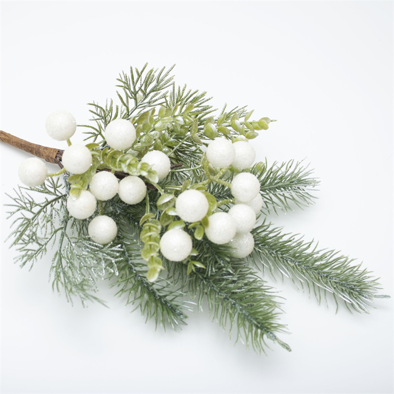 15 Inch White And Green Pine Needle Branch