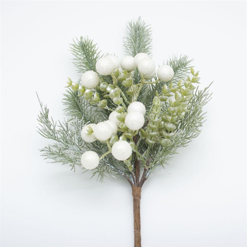 15 Inch White And Green Pine Needle Branch