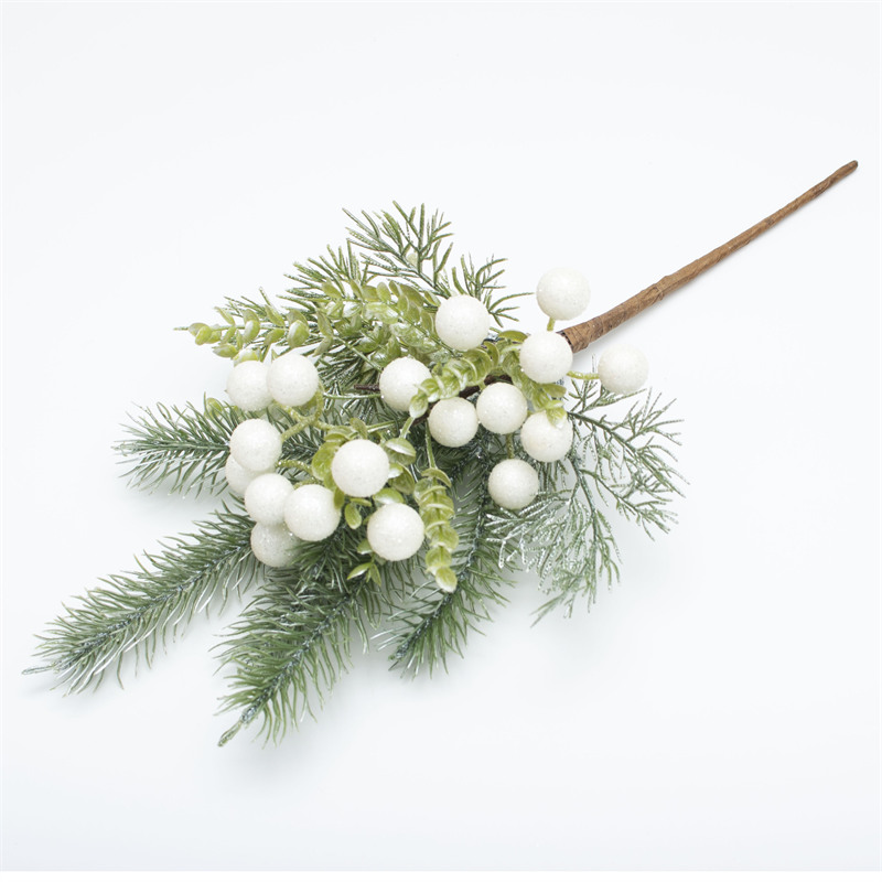 15 Inch White And Green Pine Needle Branch