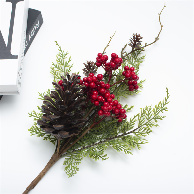 22 Inch Red Berry Pinecone Christmas Branch