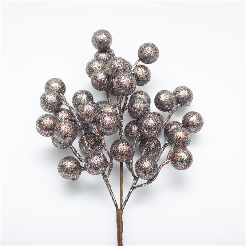 Brown Gold Tinsel Berry Christmas Branch