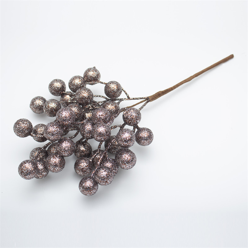 Brown Gold Tinsel Berry Christmas Branch