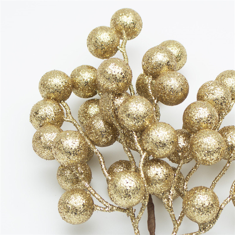 Glittered Artificial Branch with Gold Berry