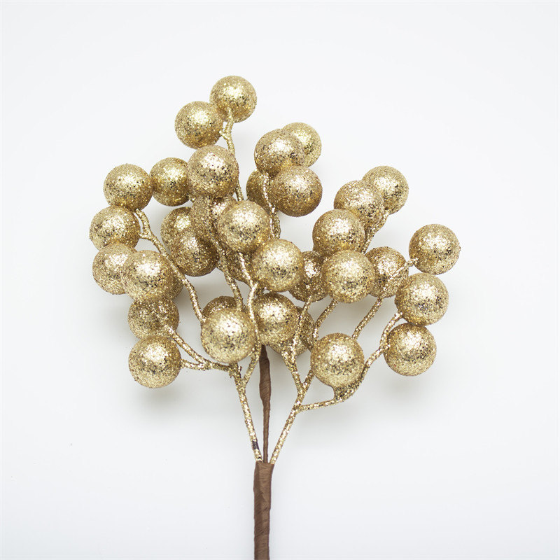 Glittered Artificial Branch with Gold Berry