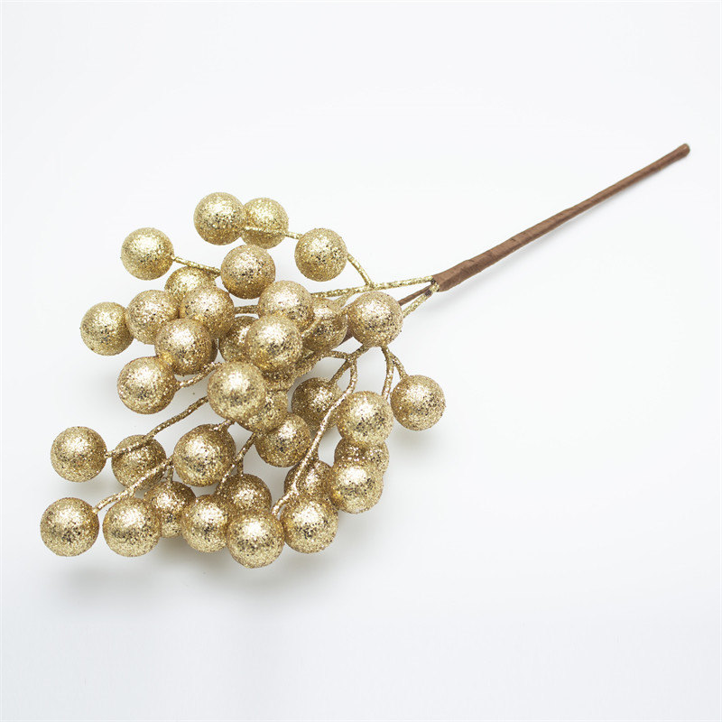 Glittered Artificial Branch with Gold Berry